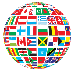 Globe made from international flags